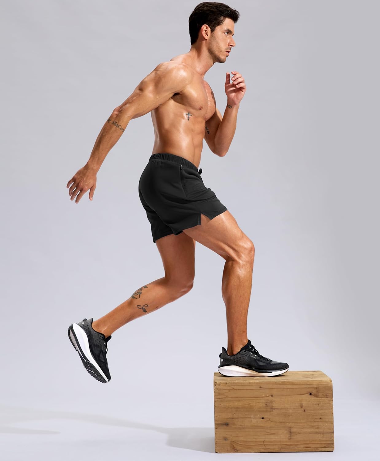 Pudolla Men's Workout Running Shorts with Zipper Pockets 5" Lightweight Quick Dry Athletic Gym Mesh Shorts no Liner - Image 3