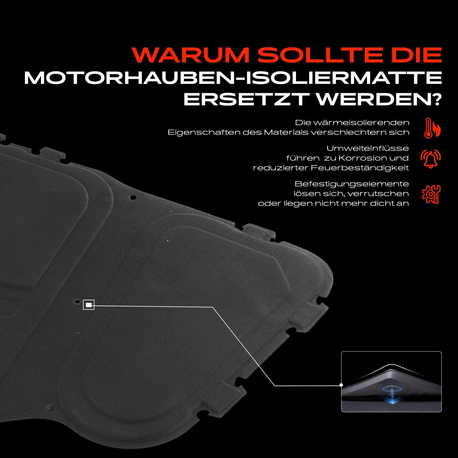 Frankberg Dämmmatte Motorhaubendämmung Motorhaube Kompatibel mit 5er Touring E61 5er E60 Replace# 51487148208, 51487033727