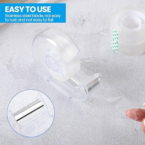 Miniatura 3 de Juego de 96 cintas transparentes y dispensadores recargables de 0.7 x 787 pulgadas por rollo, cinta transparente invisible con dispensadores para