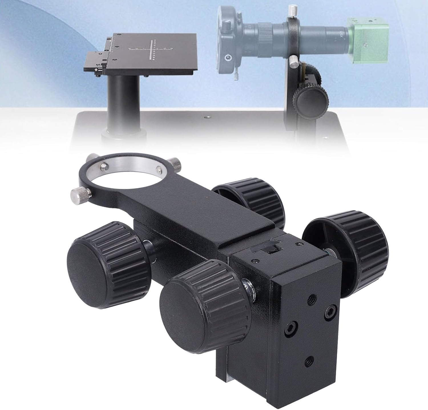 Fafeicy Microscope Adjustment Bracket with 40mm XY Range, Aluminum Alloy Stand for Digital Industrial Microscopes, Lens Holder with Special Wrench for Lab & Research