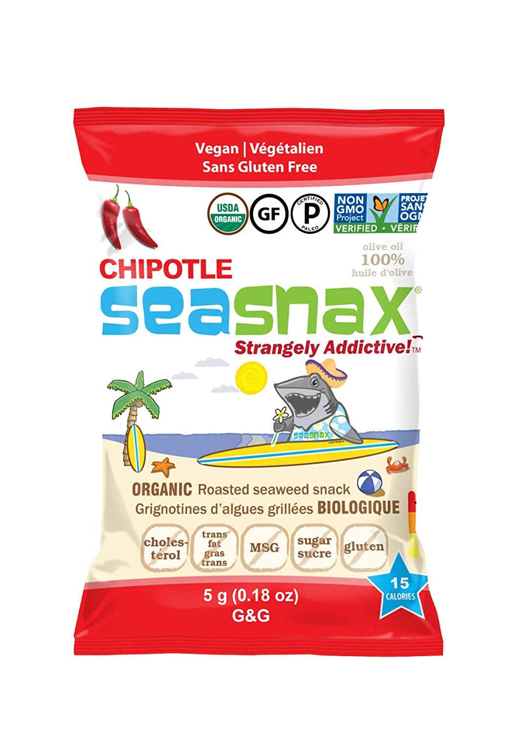 SeaSnax Organic Toasty Onion Roasted Seaweed Snack, Grab & Go, 0.18 Ounce (Pack of 24)