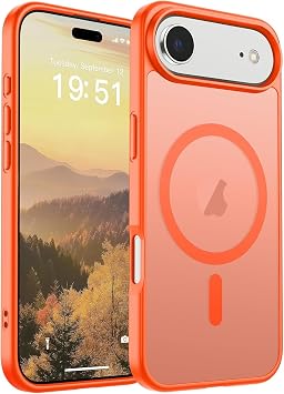 MagSafe Uyumlu Manyetik iPhone 17/17 Air / 17 Pro / 17 Pro Max Kılıf – Mat Şeffaf İnce Tasarım, Anti-Parmak İzi, Darbe Emici Telefon Kapağı – Turuncu, EVINTO (Iphone 17 Air)