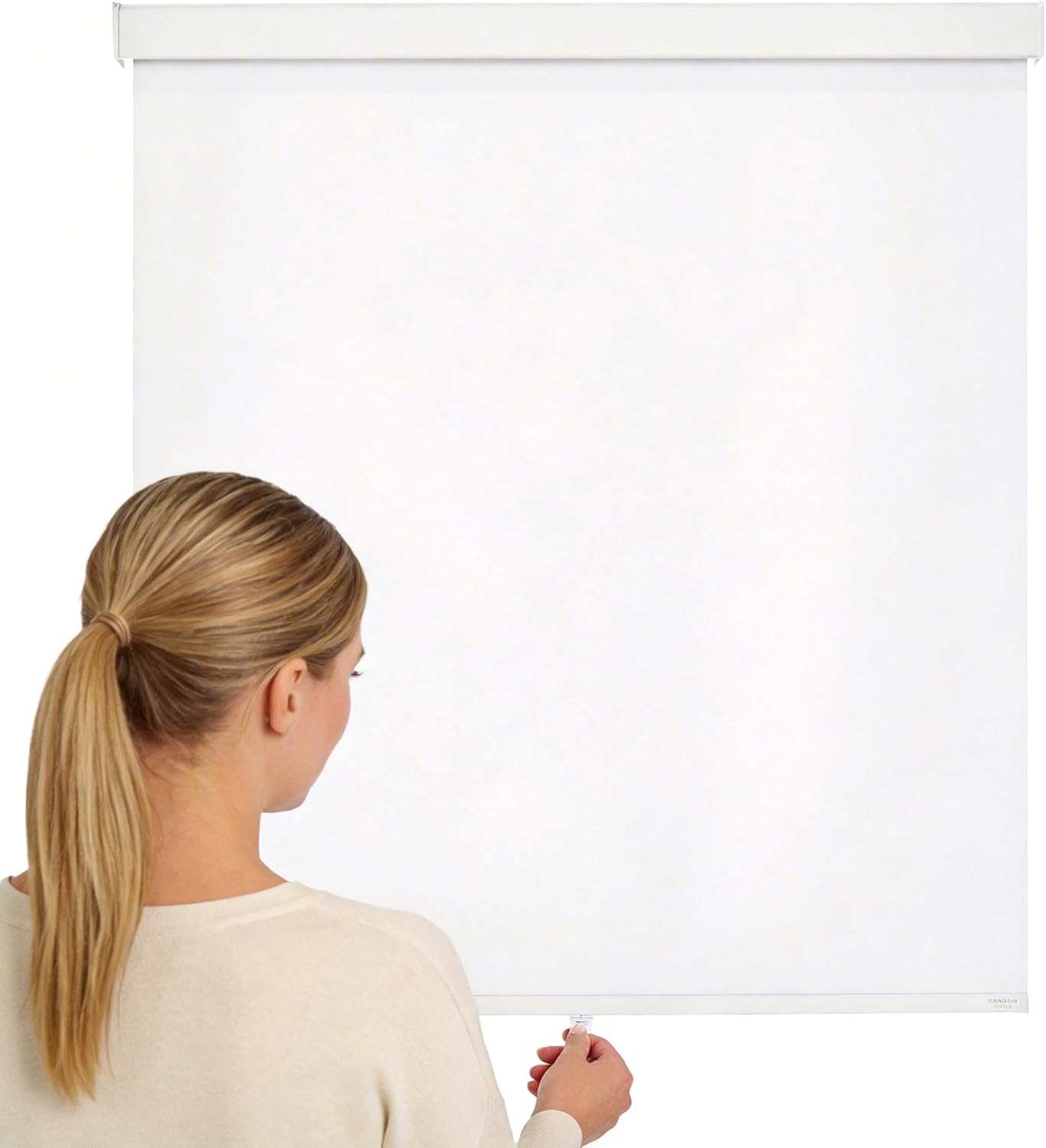 Blackout Roller Shades Cordless Blinds for Indoor Windows Room Darkening Free-Stop UV Protection Shades Door Blinds for Home and Office (32" W x 72" H, White)