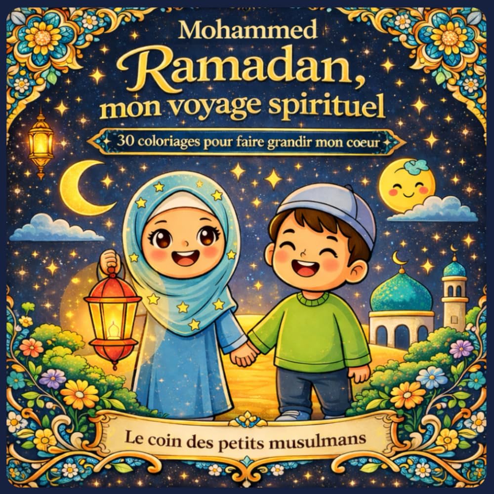 Ramadan, mon voyage spirituel - Livre coloriage enfant Ramadan 3 à 10 ans: 30 coloriages pour faire grandir mon cœur - Livre de coloriage Ramadan pour enfants 3 à 10 ans