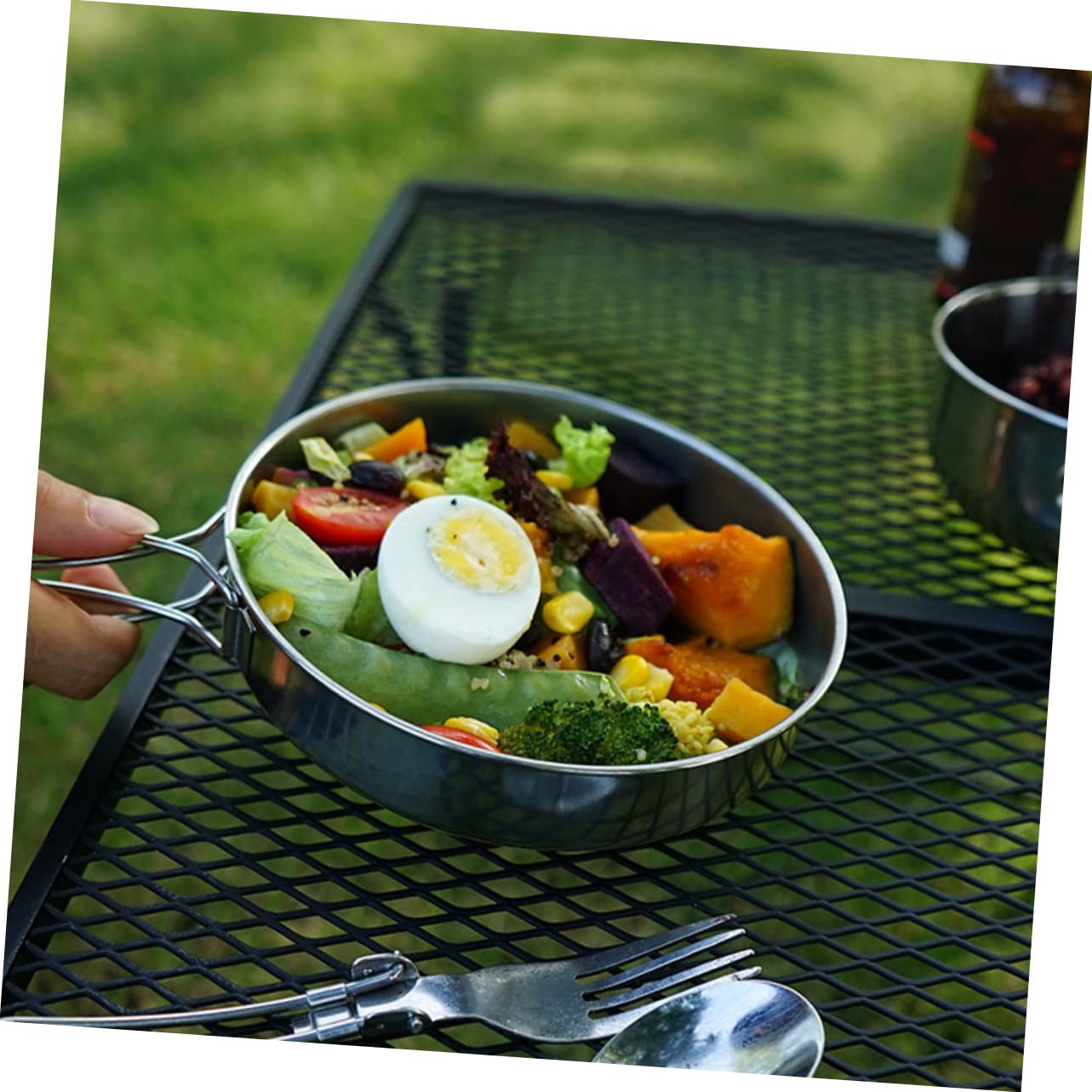 BESPORTBLE 1 Ensemble De 5 Casseroles À Revêtement Bols Poêles Unité De Cuisine De Camping Conteneurs De Préparation De Repas Cuisinière Pliable Réutilisable Bouilloire De Camping