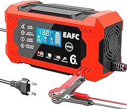 Carregador de bateria de carro 12V/6Amp automotivo inteligente mantenedor de bateria para carros, caminhões, motocicletas, cortadores de grama, barcos, trailers, veículos off-road,