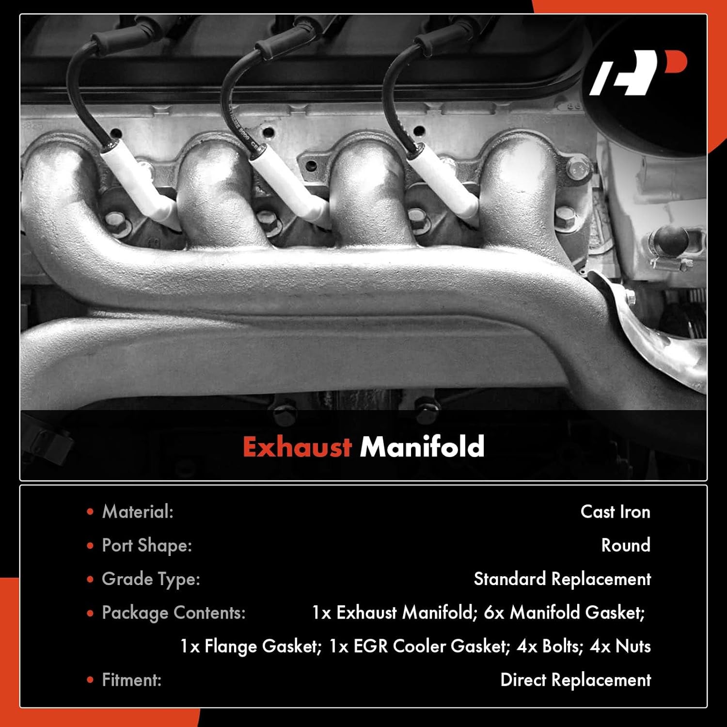 A-Premium L6 6.7L Exhaust Manifold Kit W/Gasket, Bolts, Nuts & Heat Shield Compatible with Ram 3500/4500/5500 2011-2012 & Dodge Ram 3500 2007-2010, Ram 4500 5500 2008-2010