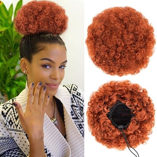 Miniatura 10 de Afro Puff - Cordón de extensión de coleta para mujeres negras, coleta afro sintética corta premium para cabello natural, clip en rizado cordón