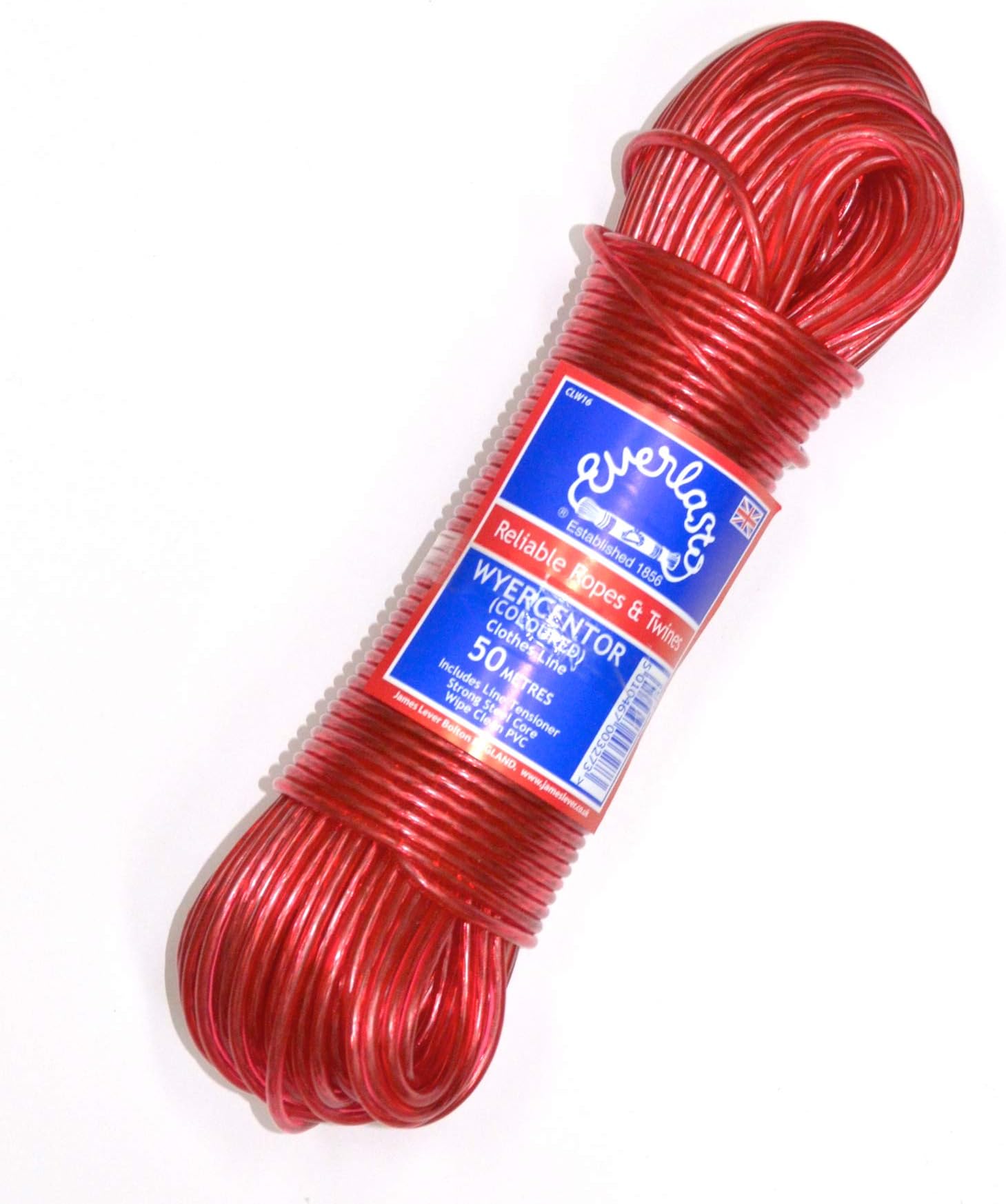 20M - Quality Everlasto 'Wyercentor' Steel Core Coloured Clothes/Washing Line 3.5mm Thick (RED)