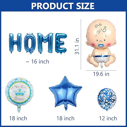 Miniatura 3 de ARBAKS Globos de bienvenida a casa para bebé, globos de estrella azul, decoraciones de fiesta (29 piezas)