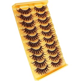 Veleasha Russian Strip Lashes with Clear Band Looks Like Eyelash Extensions D Curl Lash Strips 10 Pairs Pack (DT16)