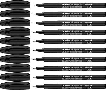 Schneider Topliner 967 Fineliner (Strichstärke 04 mm) 10 Stück schwarz