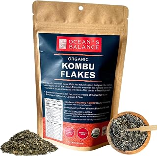 Ocean's Balance Organic Kombu Flakes – Maine Coast Vegetables for Keto, Paleo, Vegetarian & Vegan Diets (4 Ounce, Flakes)