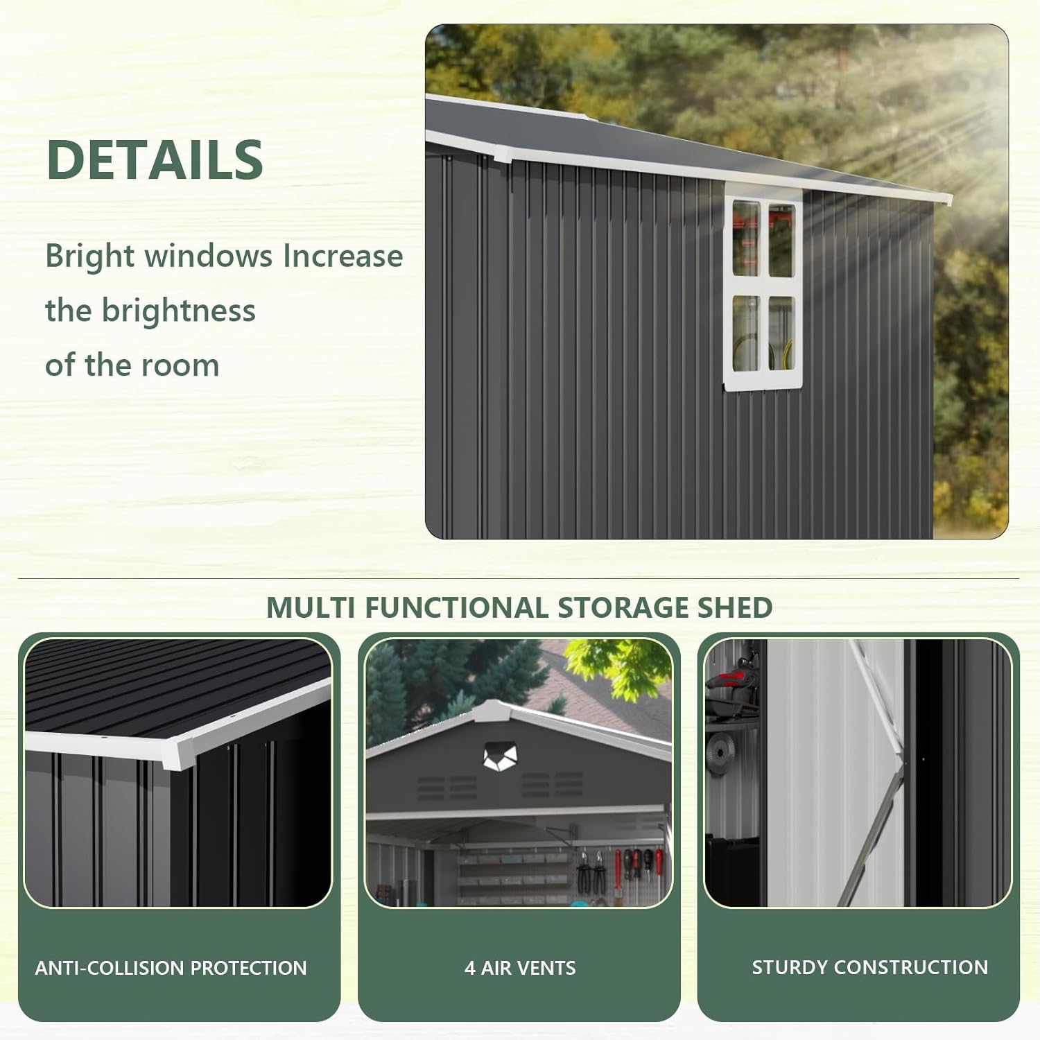 Metal Storage Shed 10x8 FT with Window,Outdoor Storage Building,Large Backyard Sheds,Waterproof Outside Storage Sheds