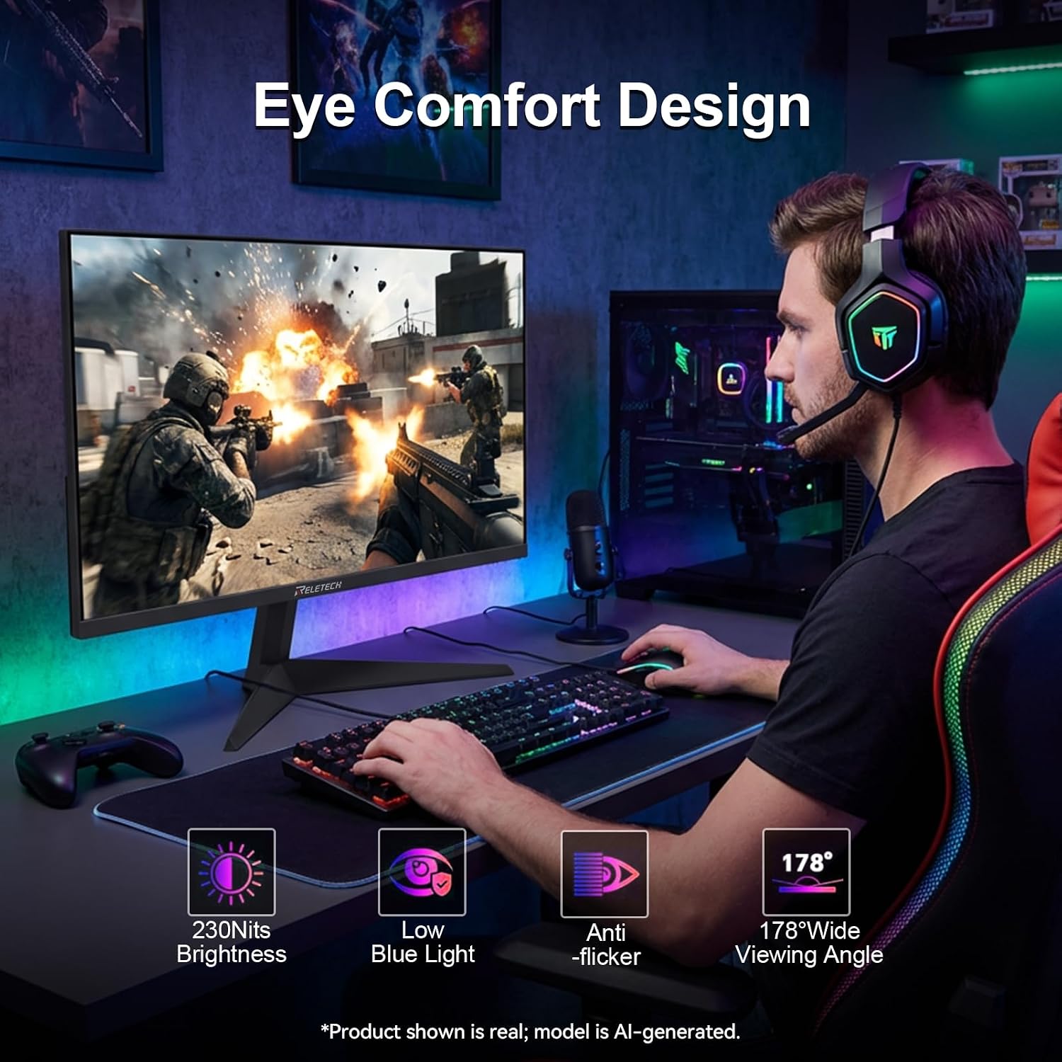 24.5 Inch 400Hz Gaming Monitor, FHD 1080P Computer Monitor,1MS, Fast IPS,FreeSync Compatible, HDR Supports 100% sRGB 2*DisplayPort & 2*HDMI, VESA75*75mm (GT25 Sniper)