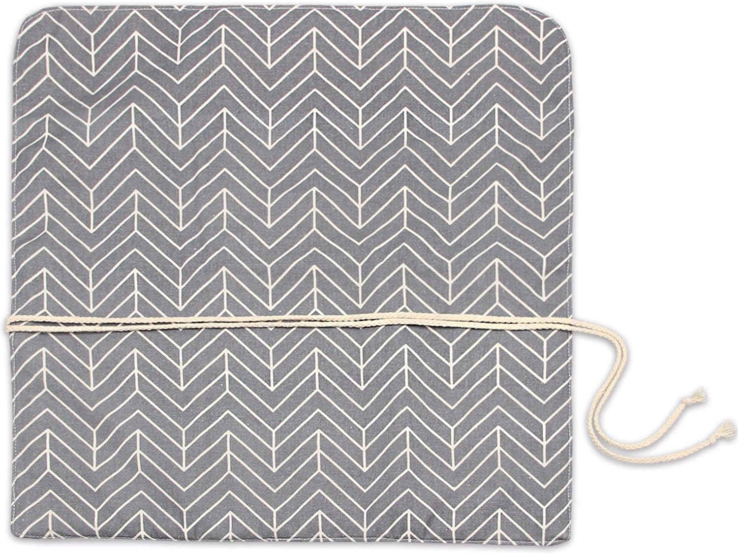 Teamoy Knitting Needles Holder Case(up to 14 Inches), Rolling Organizer for Straight and Circular Knitting Needles, Crochet Hooks and Accessories, Gray - NO Accessories Included