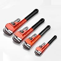 WINYING 4 Pack Heavy Duty Pipe Wrench Set 8" 10" 12" 14" Adjustable Jaw Cr-V Steel Anti-Vibration Grip Plumbing Tools