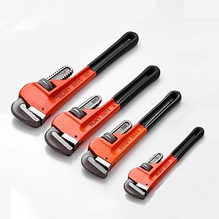 WINYING 4 Pack Heavy Duty Pipe Wrench Set 8" 10" 12" 14" Adjustable Jaw Cr-V Steel Anti-Vibration Grip Plumbing Tools