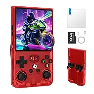 R36MAX Retro Handheld Game Console, Portable Retro Gaming Console 4.0'' IPS HD Screen and Linux System, Support 30+ Emulator and 64GB TF Card Video Game Consoles, 4000mAh Battery (Red 64GB)