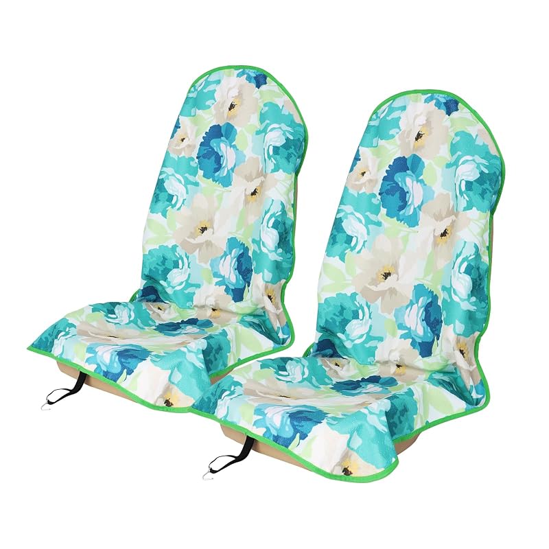 Capa protetora para banco dianteiro de carro, poliéster tipo toalha, impermeável e antiderrapante nbnhxnff Cyan Flower, 1 unidade