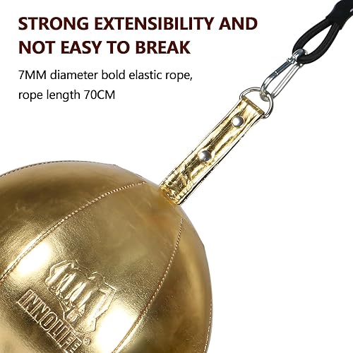 Miniatura 5 de InnoLife Kit de saco de boxeo de doble extremo, kit de reflejo de golpe de velocidad con cuerdas elásticas perfecto para entrenamiento de reacción,