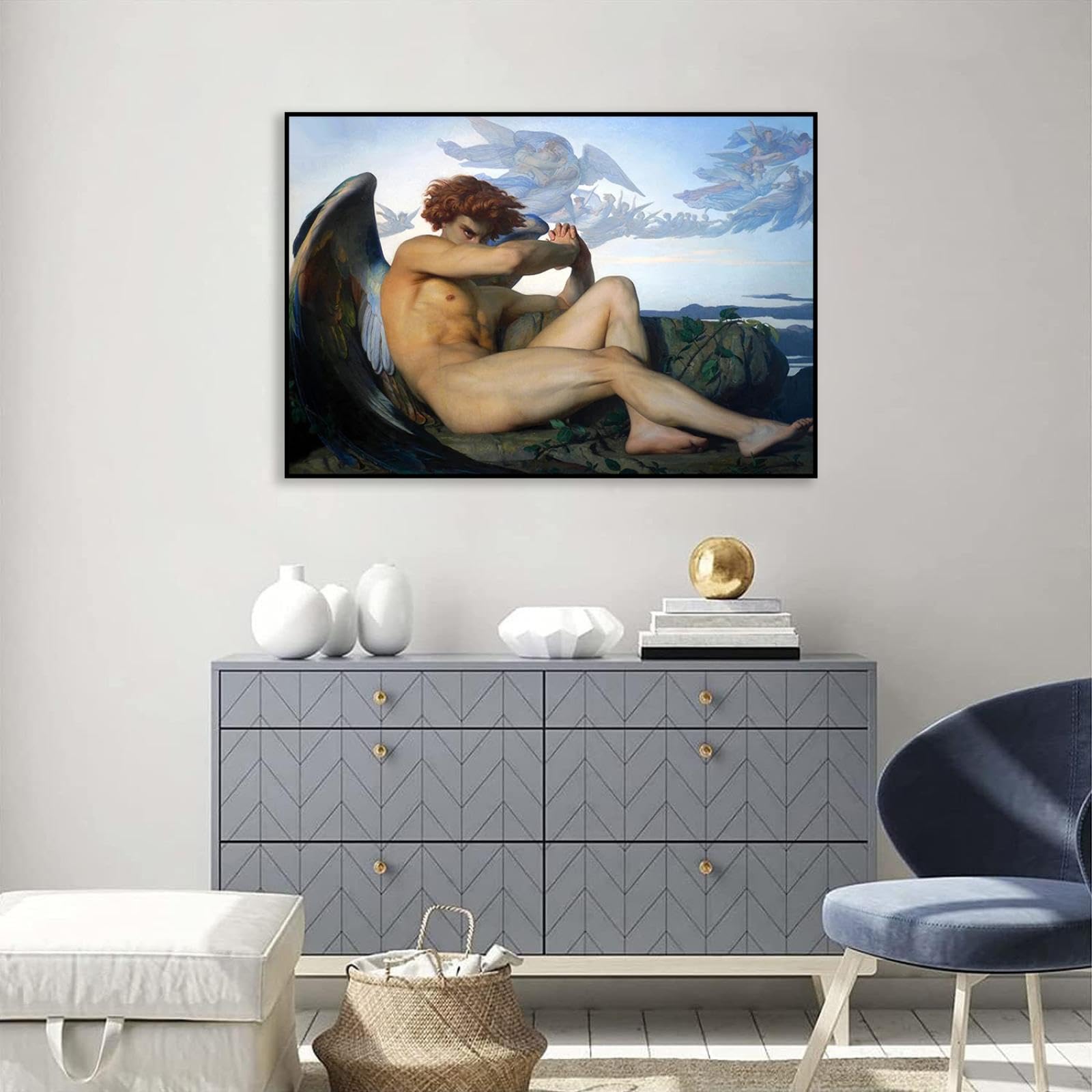 Tableau Toile Photo "L'Ange Déchu" De Cabanel - Format 40x40 Cm, Décoration Murale Fantasy