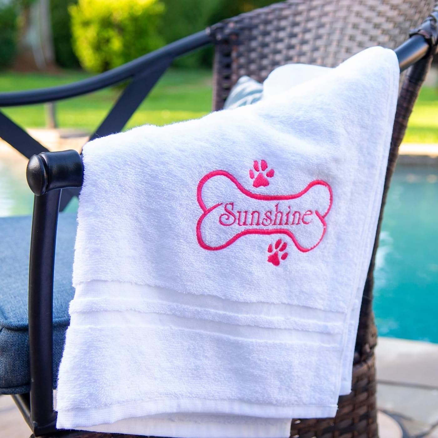 REEG Embroidered Name with Paw Print Bath Towel, Personalized Towel, Monogrammed Bath Towel, Towel with Names, Dog Bath Towels, Towel Set (70 * 140CM/27.6 * 40in)