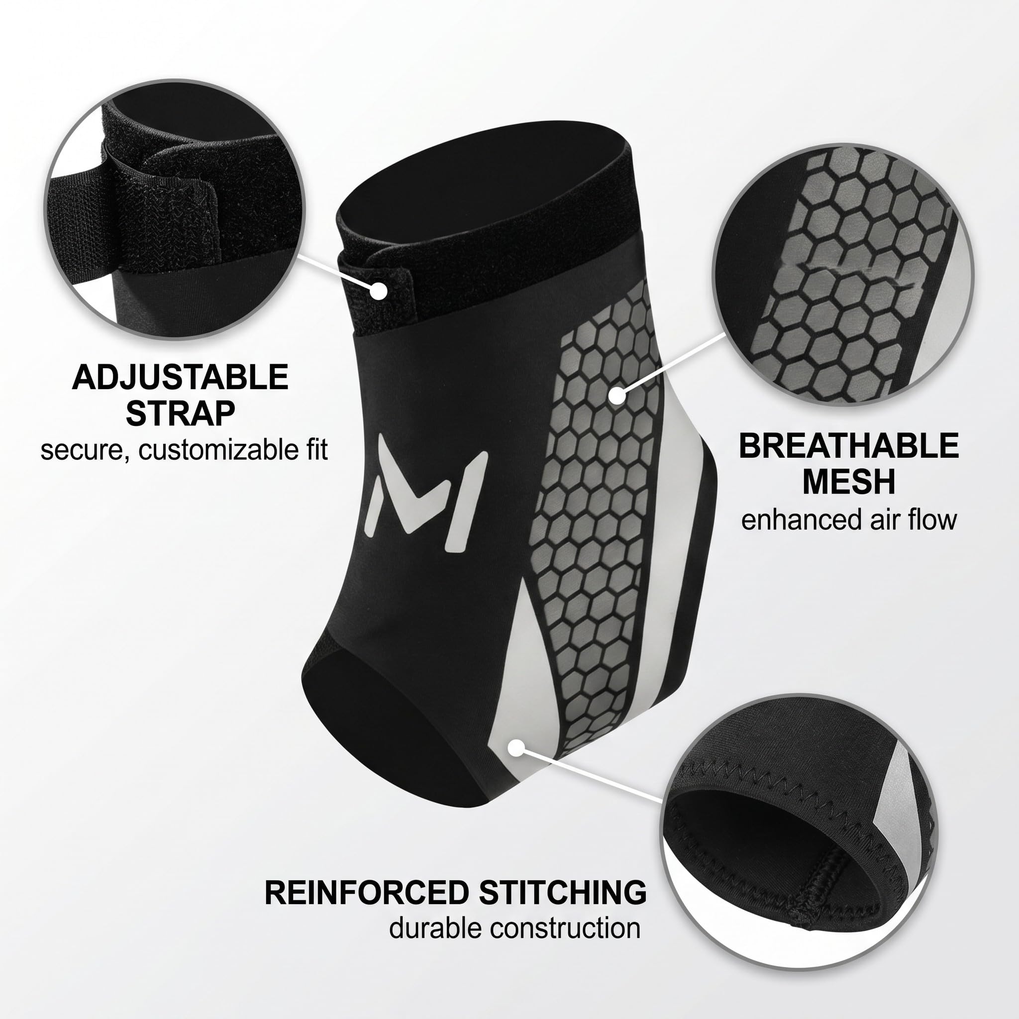 GXGM Cavigliera Sportiva per Distorsione, Tutore Caviglia, Supporto Elastica in Nylon Traspirante con Doppia Fascia Regolabile a U – Unisex, per Corsa, Calcio, Fitness, Recupero Articolare