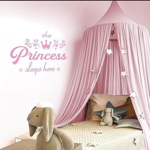 Miniatura 6 de Calcomanías de pared de princesa, corona rosa para guardería, dormitorio, habitación de niñas, decoración de pared, mural de pared de despegar y