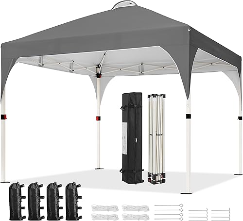 Miniatura 14 de Yaheetech Tienda de campaña desplegable de 10 x 10 pies con ventilación, tienda de campaña fácil de instalar, toldo instantáneo con bolsa con
