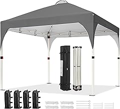 Yaheetech 10x10 Pop Up Canopy Tent with Vent, Easy Set Up Tent, Instant Sun Shelter Canopy with Wheeled Bag, 4 Sandbags, 12 Stakes & 4 Ropes, for Parties, Beach, Outdoor, Dark Gray