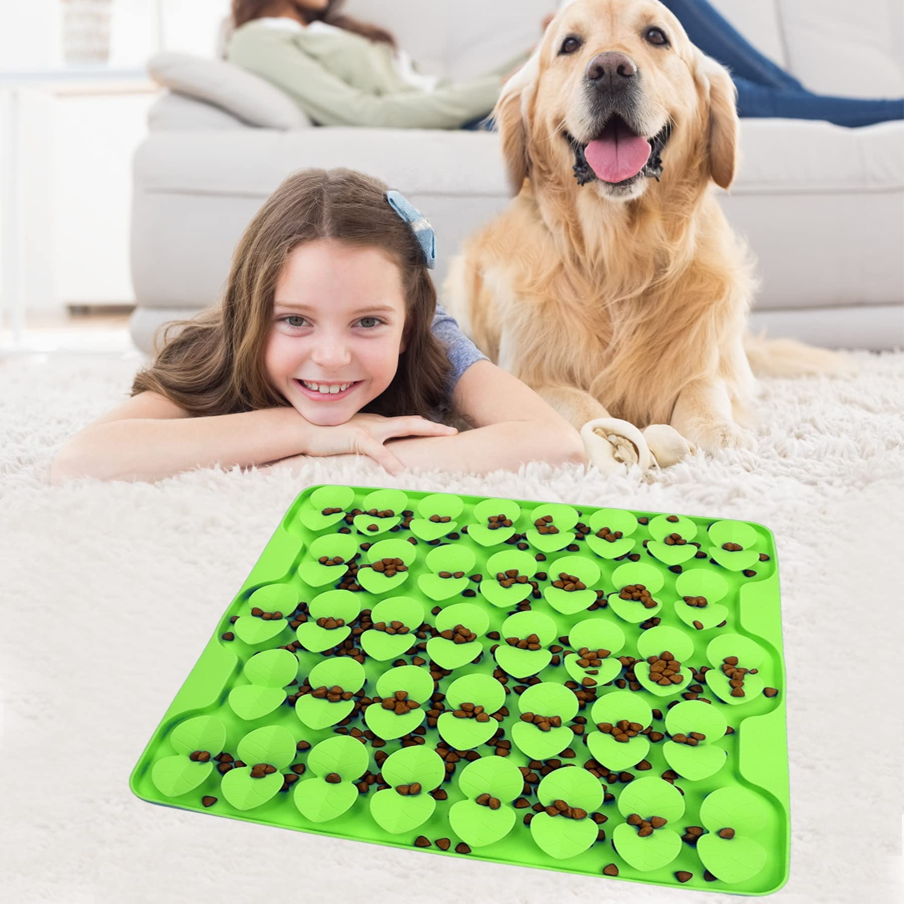 Große Silikon-Schnüffelmatte für kleine, mittelgroße und große Hunde, langsames Fressen, Leckmatte für trockenes Nassfutter für Haustiere, fördert die natürliche Futtersuche, lindert Stress