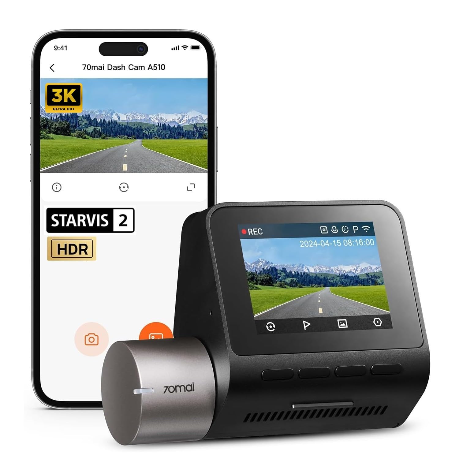 70mai A510 HDR 3K Dash Cam, STARVIS 2 IMX675 Sensor, ADAS, Built-in GPS Logger, Route Recorder, MaiColor Vivid+ with Night Owl Vision, App Playback & Share, Optional Parking Monitoring (B0CVGY99L2) Amazon Price History, Amazon Price Tracker