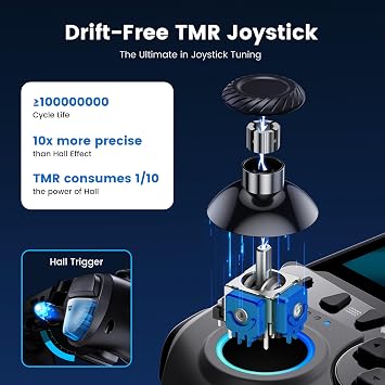 KICKDOT JC500 Switch 2 Handheld Controller, TMR Joysticks, Ergonomic Grip | Anti-drift TMR Control, Full-size Comfort, Turbo, Macro, Back Buttons, RGB, Gyro, 6 Game Card Slots, Kickstand & 15H Battery