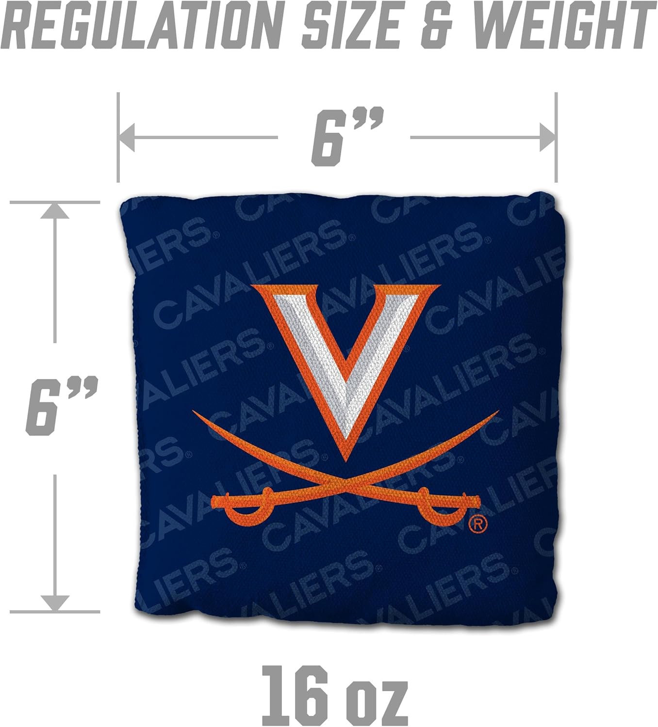 YouTheFan Officially-Licensed NCAA Set of 4 Cornhole Bags - All Weather Regulation 6” x 6” Size - 16oz Weight - Designed in USA
