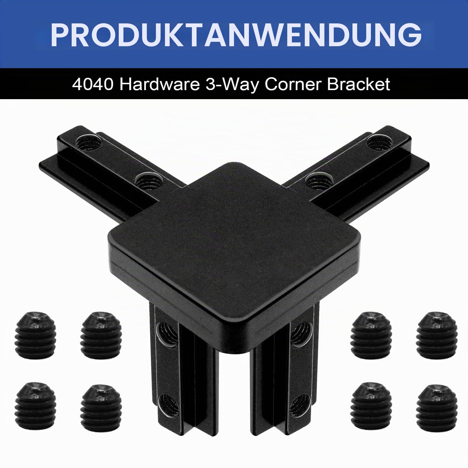 3-Wege Eckverbinder Profilverbinder 4040 Schwarz 12 Stk Europäisch Standard für 40x40 Aluminium Extrusion Profil