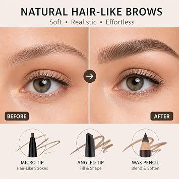3 Pack Eyebrow Pencil with Waterproof, Long Lasting Brow Pencil with Brush for Natural Looking Brows, Easy to Fill and Shape Eyebrows, Drak Brown