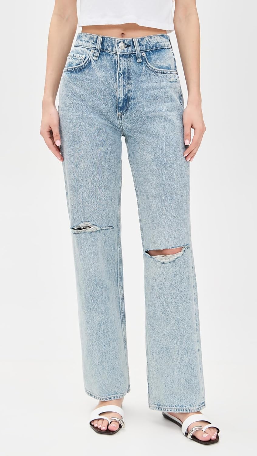 rag & bone Women's Shea High-Rise Relaxed Straight Full Length Jeans - Image 2