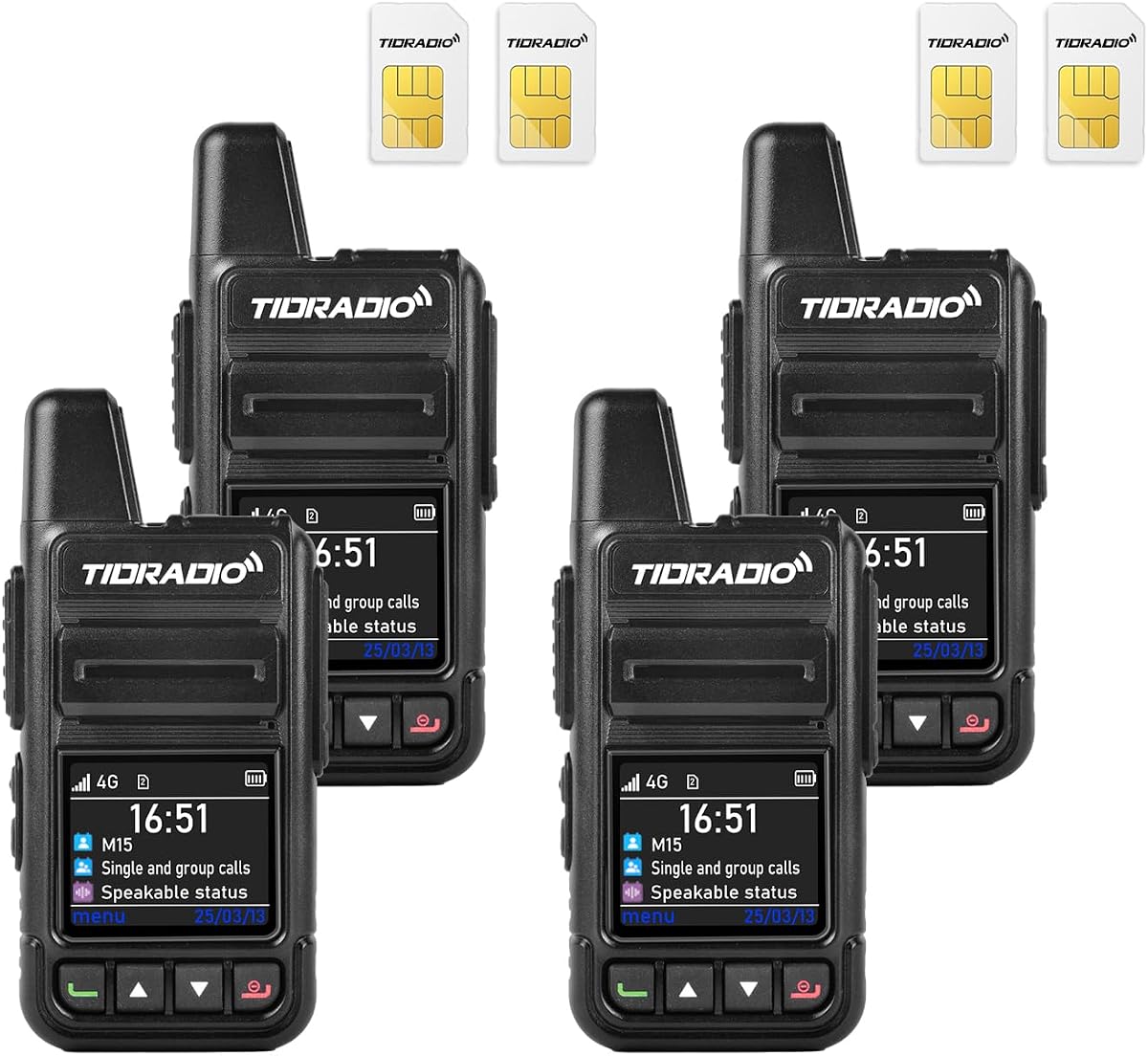 TIDRADIO TD-M15 Walkie Talkies rápidos 5000 millas de alcance ilimitado 4G LTE PoC (pulsar para hablar por celular) Radios PTT a nivel nacional Radios bidireccionales de larga distancia para familia, logística, empresa con tarjeta SIM