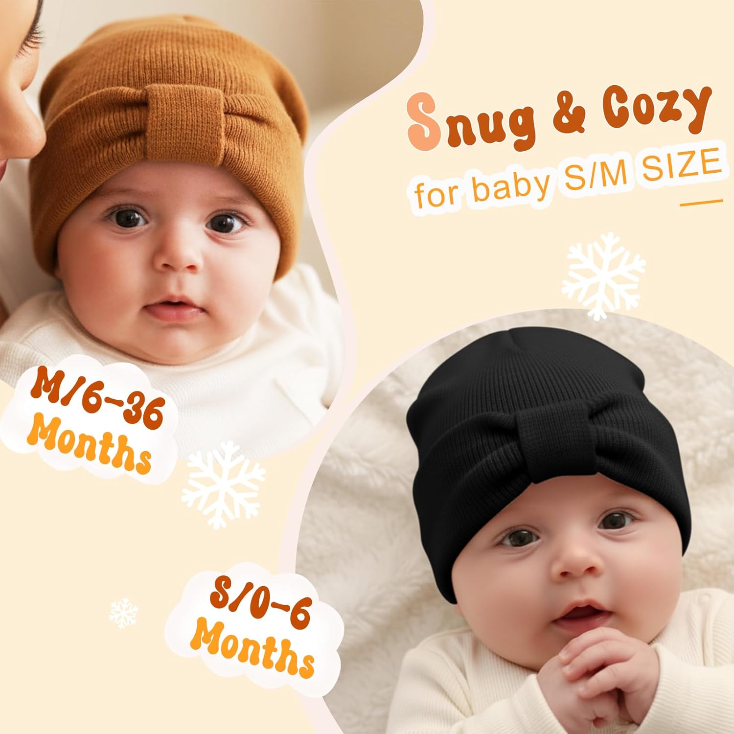 DRESHOW BQUBO Baby Beanie Winter Hat with Bear Ears Infant Toddler Knitted Warm Cap Beanies for Baby Boys Girls 0-24 Months - Image 2