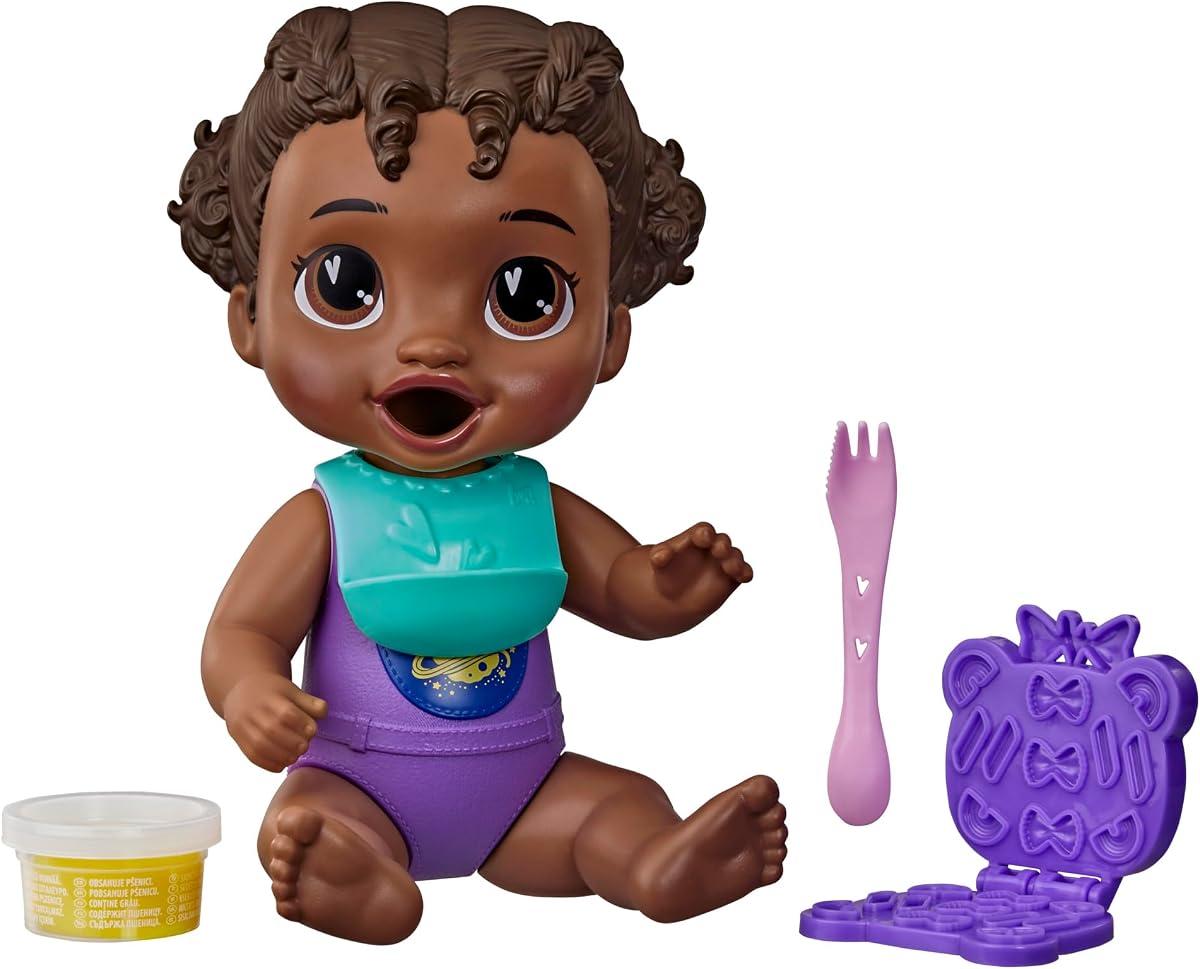 Dinnertime Creations, Black Hair Doll with Play Food Accessories, 11 inches, Toys for 3+ Year Old Girls and Boys