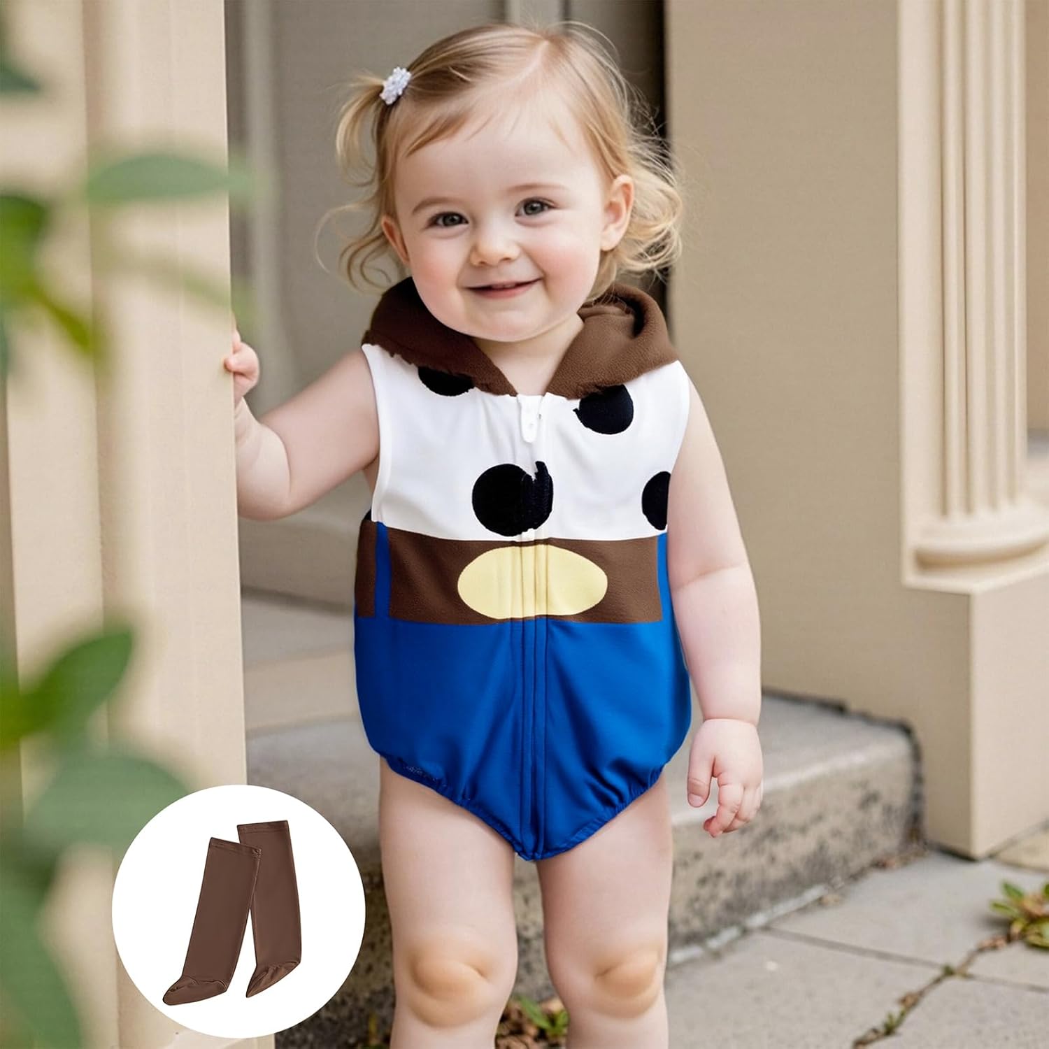 Thorn Tree Infant Baby Girl Boy Halloween Costume Sleeveless Hooded Romper and Long Socks Set Newborn Fall Outfit - Image 5