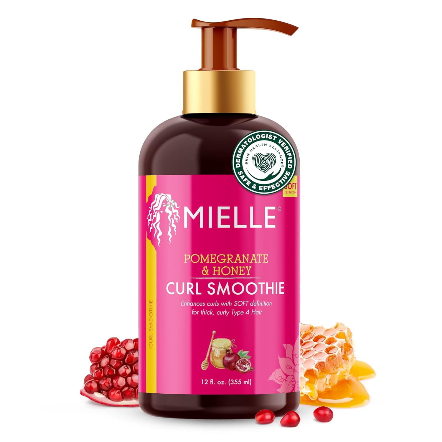 Mielle Organics Curl Smoothie with Pomegranate, Moisturizing Curl Cream for Thick Type 4 Curly Hair, 12 Ounces