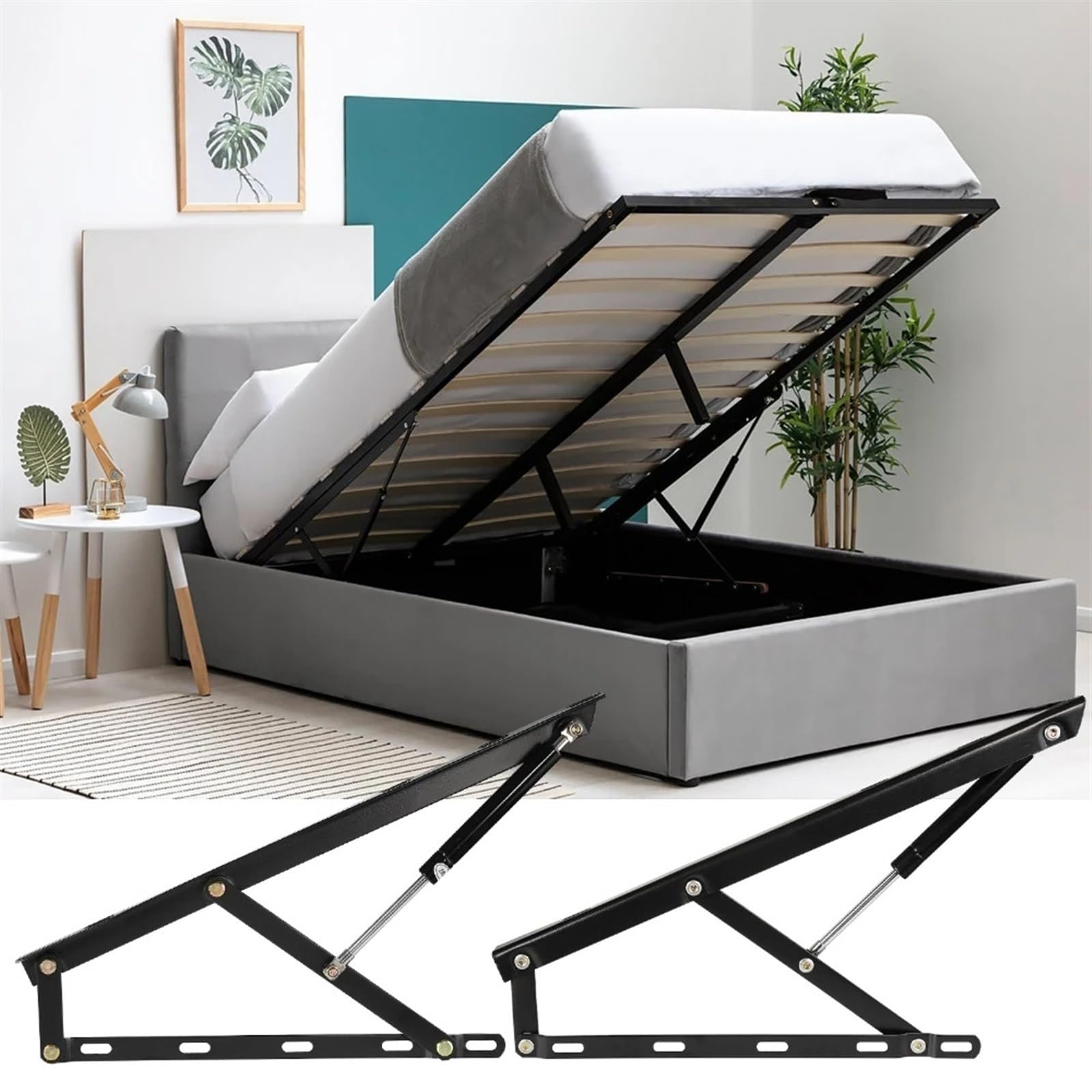 Kit de elevación de la cama Kit de elevación de almacenamiento de cama neumática - Mecanismo de elevación de cama hidráulica de alta resistencia for ahorrar espacio | Elevación de 15.7 PIES for camas
