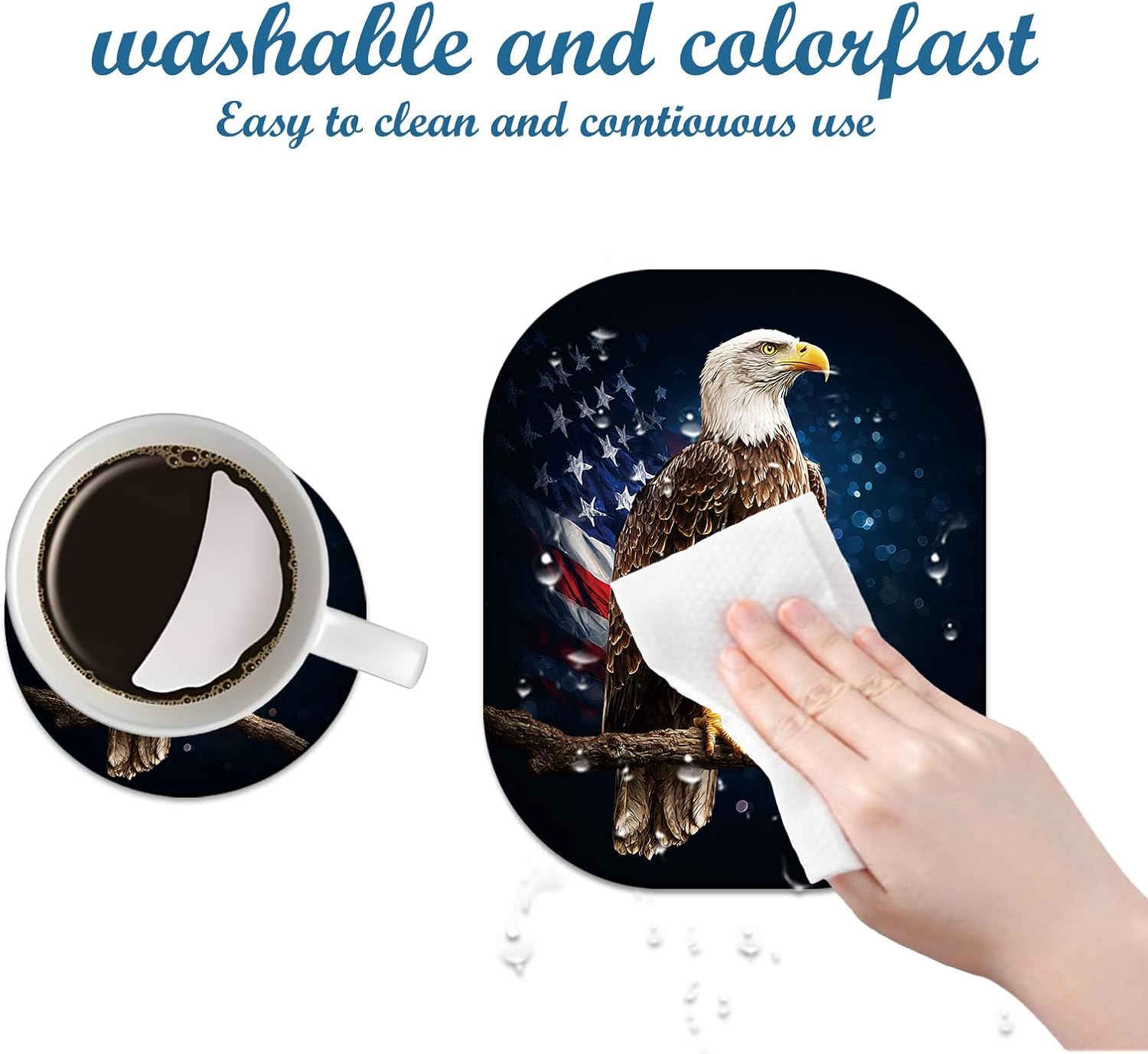Small Mouse Pad 6 x 7 Inch, Premium-Textured Mouse Mat, Non-Slip Rubber Base Mousepad for Laptop, Computer & PC,American Eagle with Flag image 4