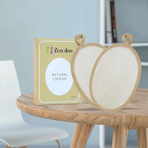 Miniatura 3 de Esponja exfoliante para el cuerpo (paquete de 3), esponjas naturales Zenidoo para baño y ducha, esponja para mujeres y hombres, fabricada con