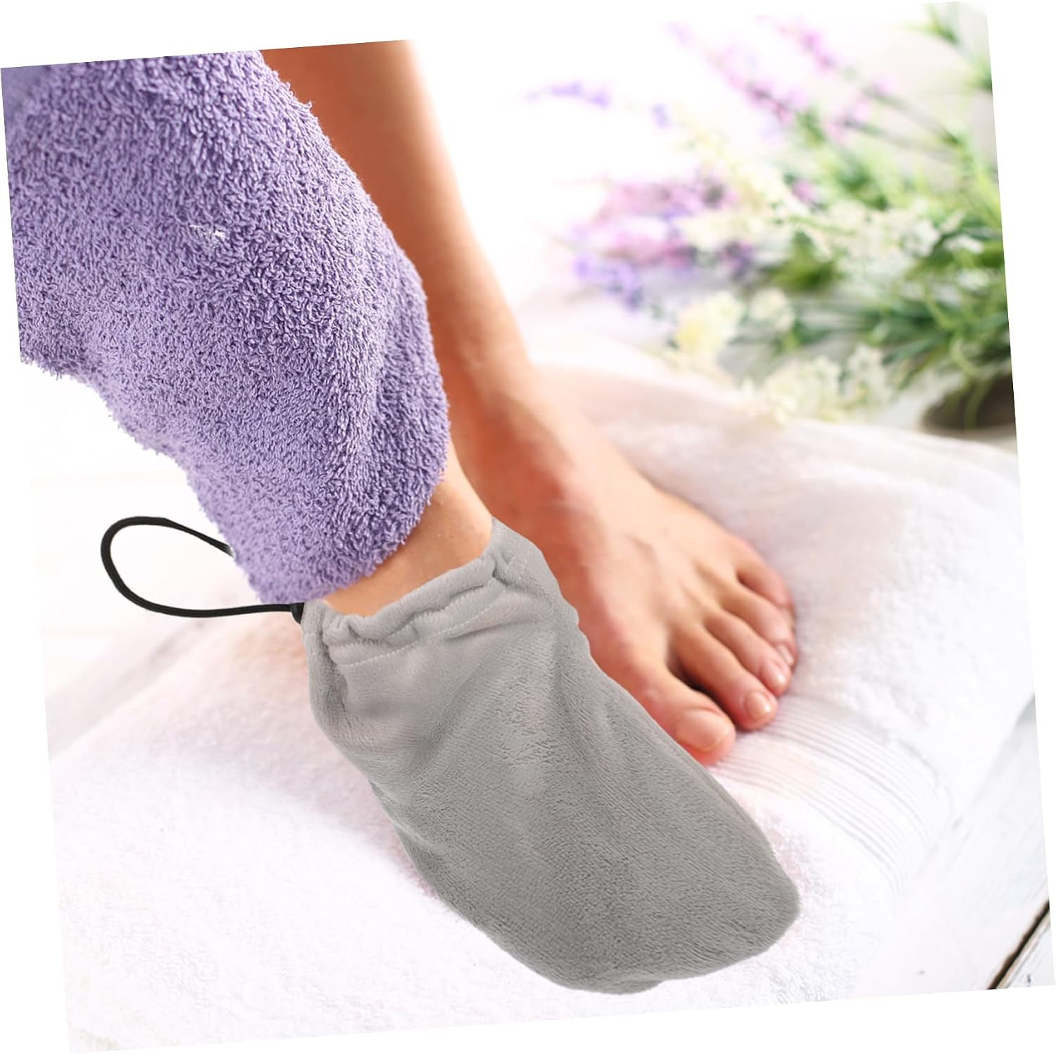STOBAZA 1 Pair Comfortable Paraffin Wax Foot Covers Made of Plush Cotton, Easy to Wear and Remove, for Pedicure Wax Therapy and Moisturizing Foot Treatment