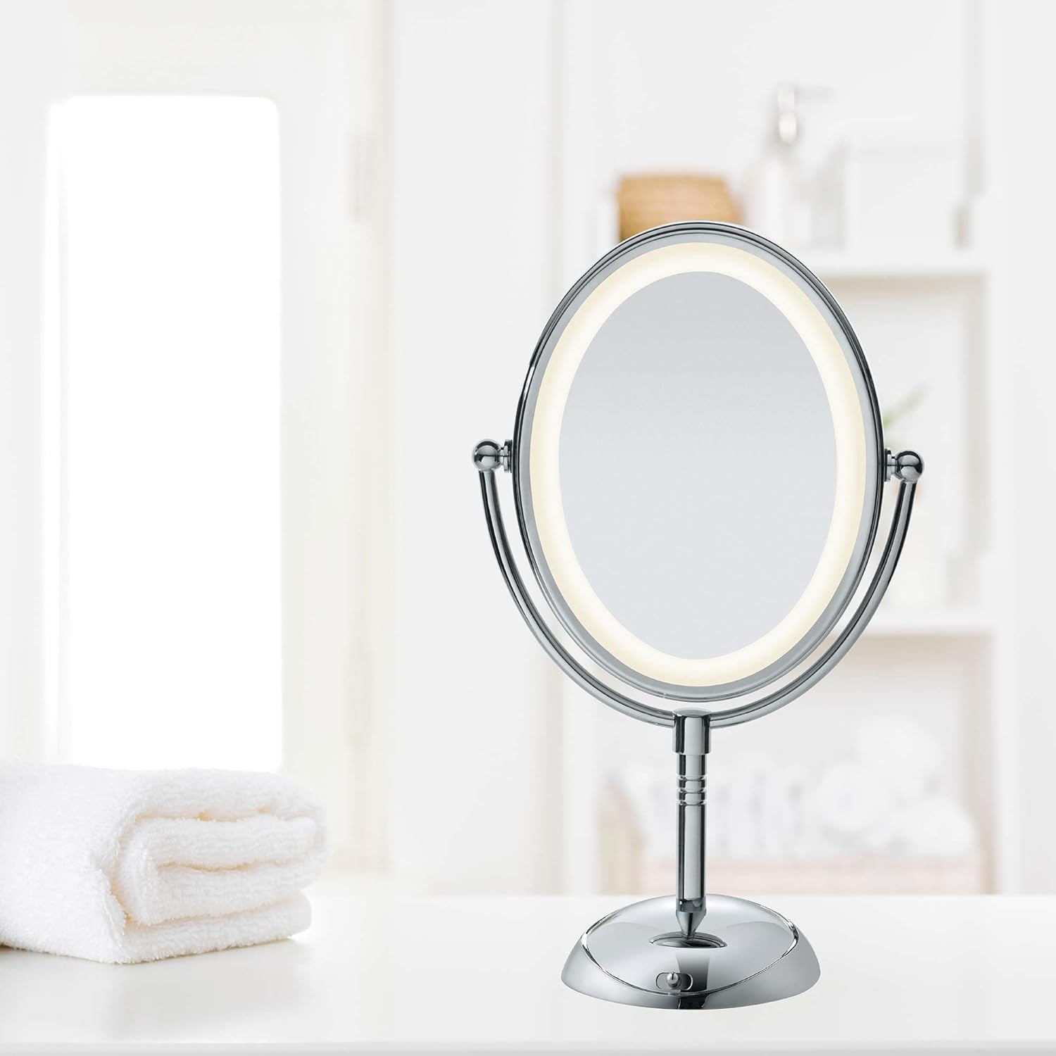 Conair Reflections Double-Sided LED Lighted Vanity Makeup Mirror, 1x/7x magnification, Polished Chrome finish : Personal Makeup Mirrors : Beauty & Personal Care