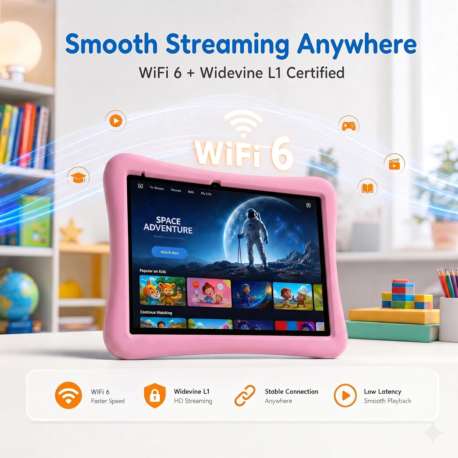 Kids Tablet 10 Inch Android Tablet for Kids Comes with a Shock-Resistant Protective Case, 8GB RAM 32GB ROM Tablets Supports 1TB MicroSD, 6000mAh Battery Dual Cameras 5G Wifi6 Android Tablets with Case image 2