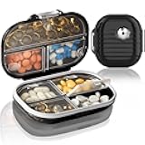 2 Pack Pill Organizer Pill Box 7 Compartments Large Pill Dispenser Home Travel Supplement Holder Airtight Vitamin Container Daily Medicine Travel Essentials(Small+ Large)